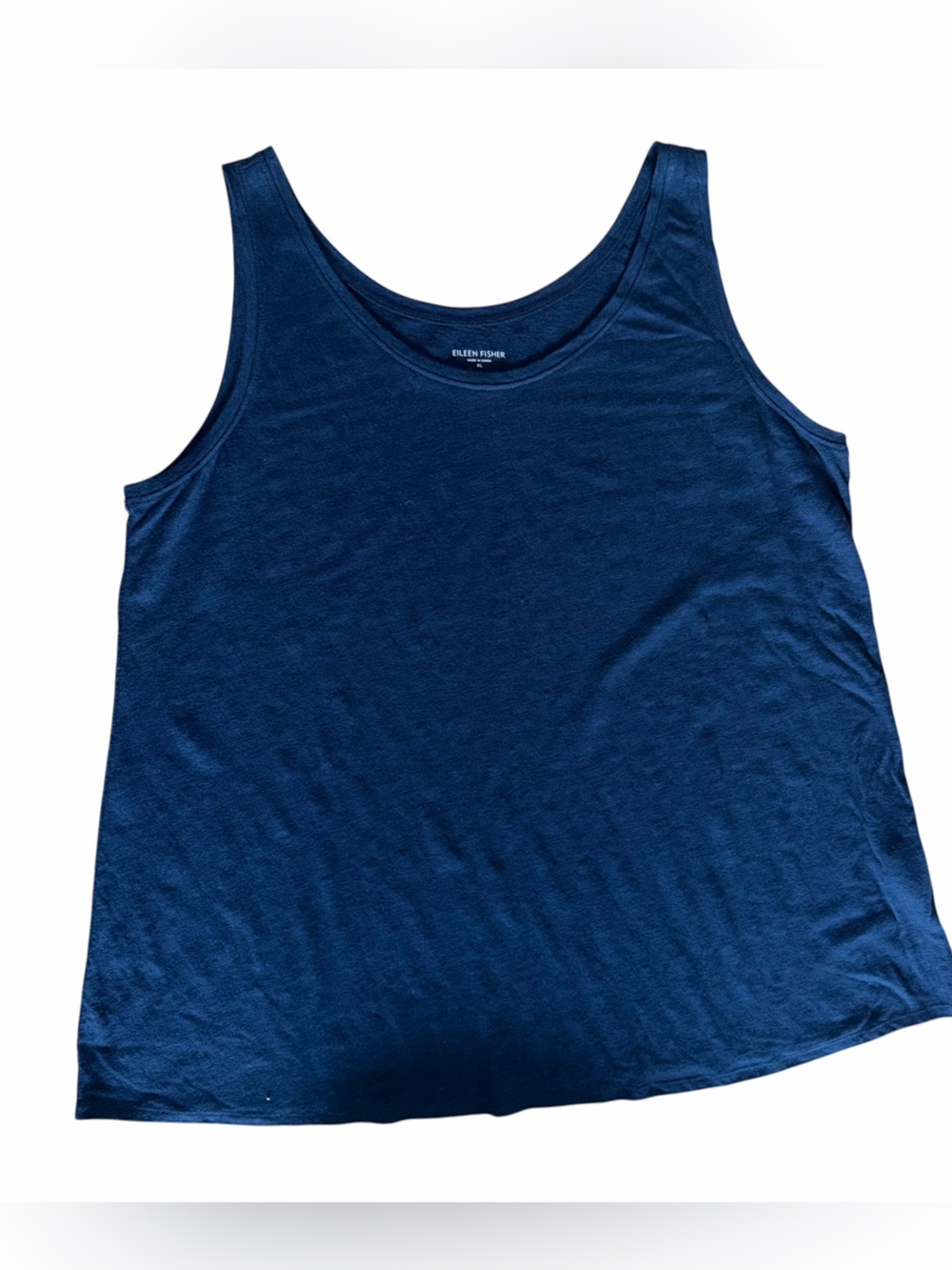 Eileen Fisher Organic Linen Jersey Tank Top Navy Sleeveless Minimalist XL - Picture 2 of 10